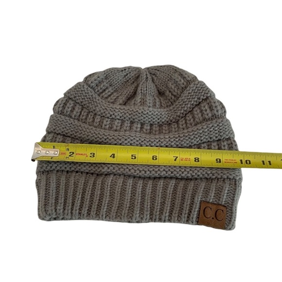C.C. Knit grey cozy fabric beanie winter hat unisex gender neutral warm gorpcore - Picture 8 of 12